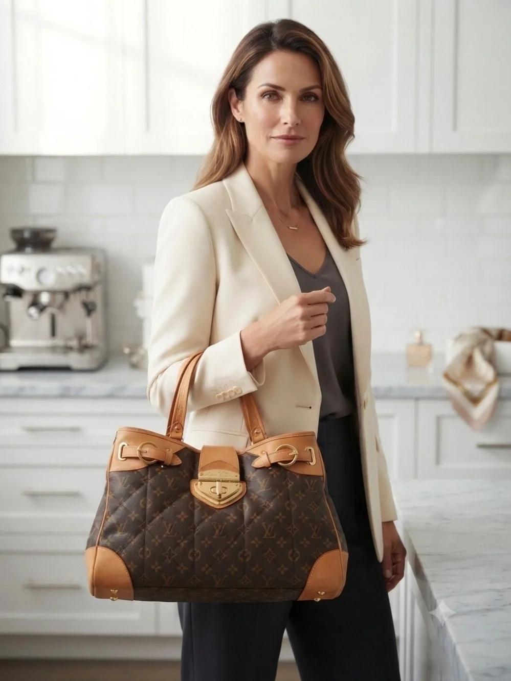 Louis Vuitton was quilted satchel