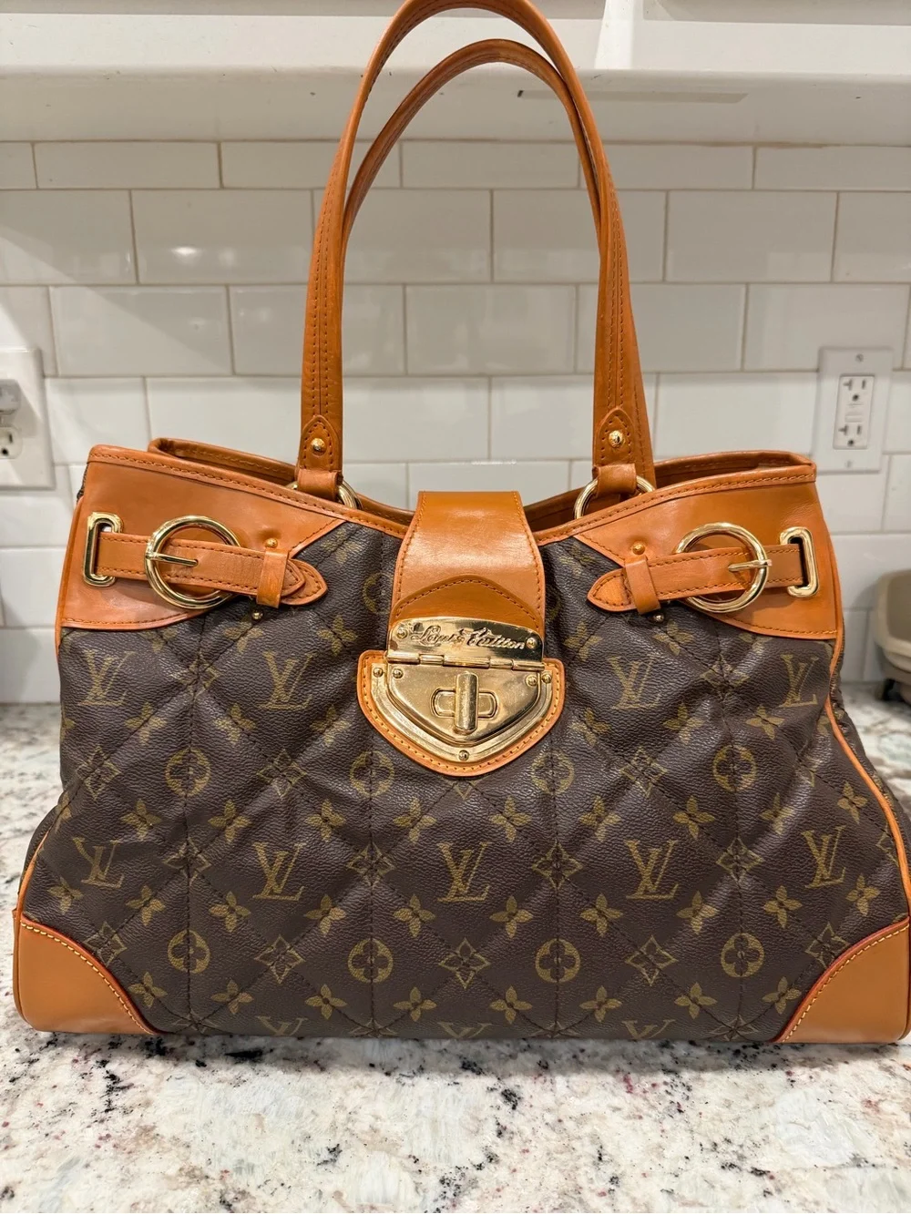 Louis Vuitton tan painted