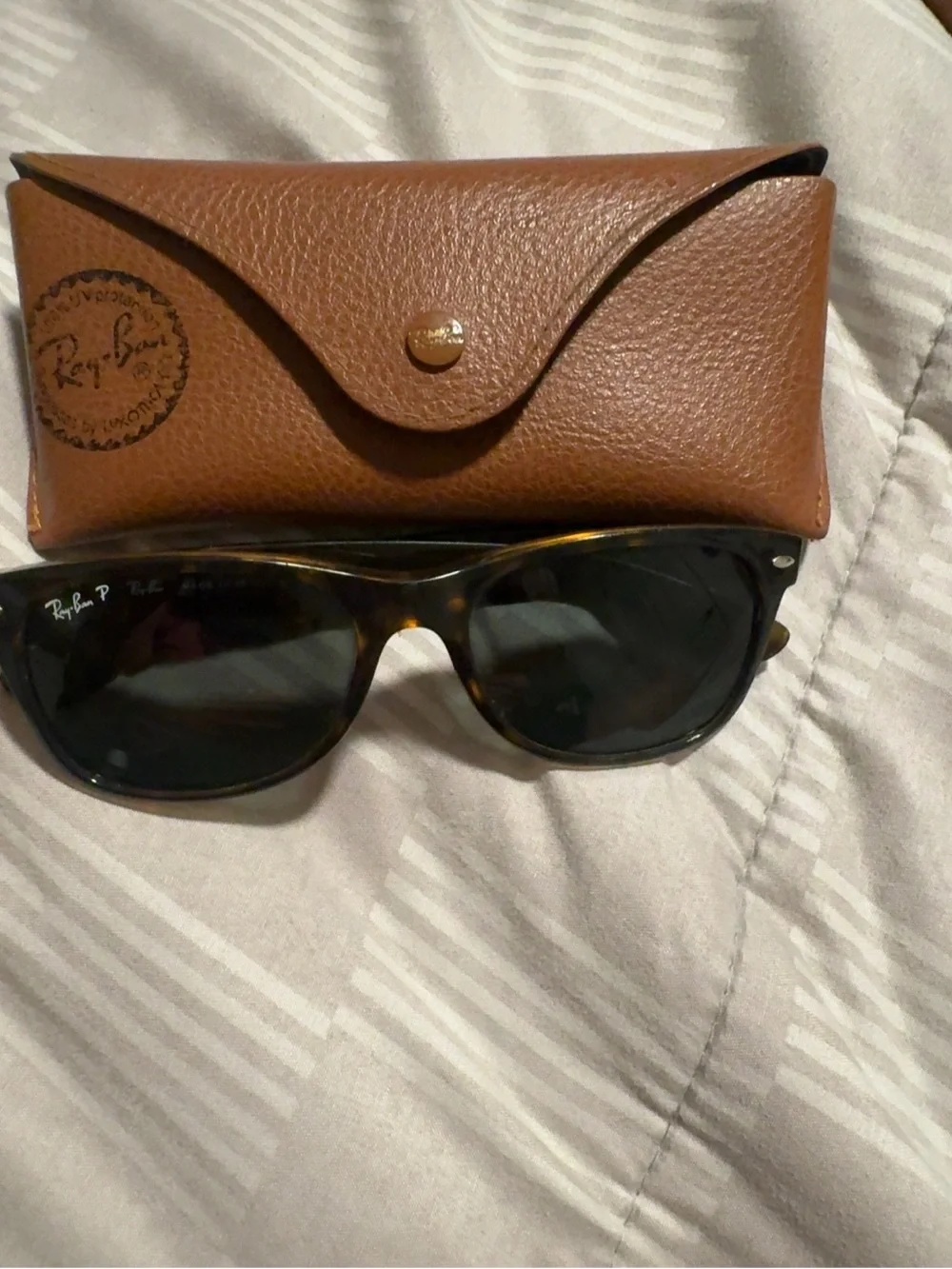 Ray-Ban Tortoiseshell Frame Sunglasses with Dark Green Lenses