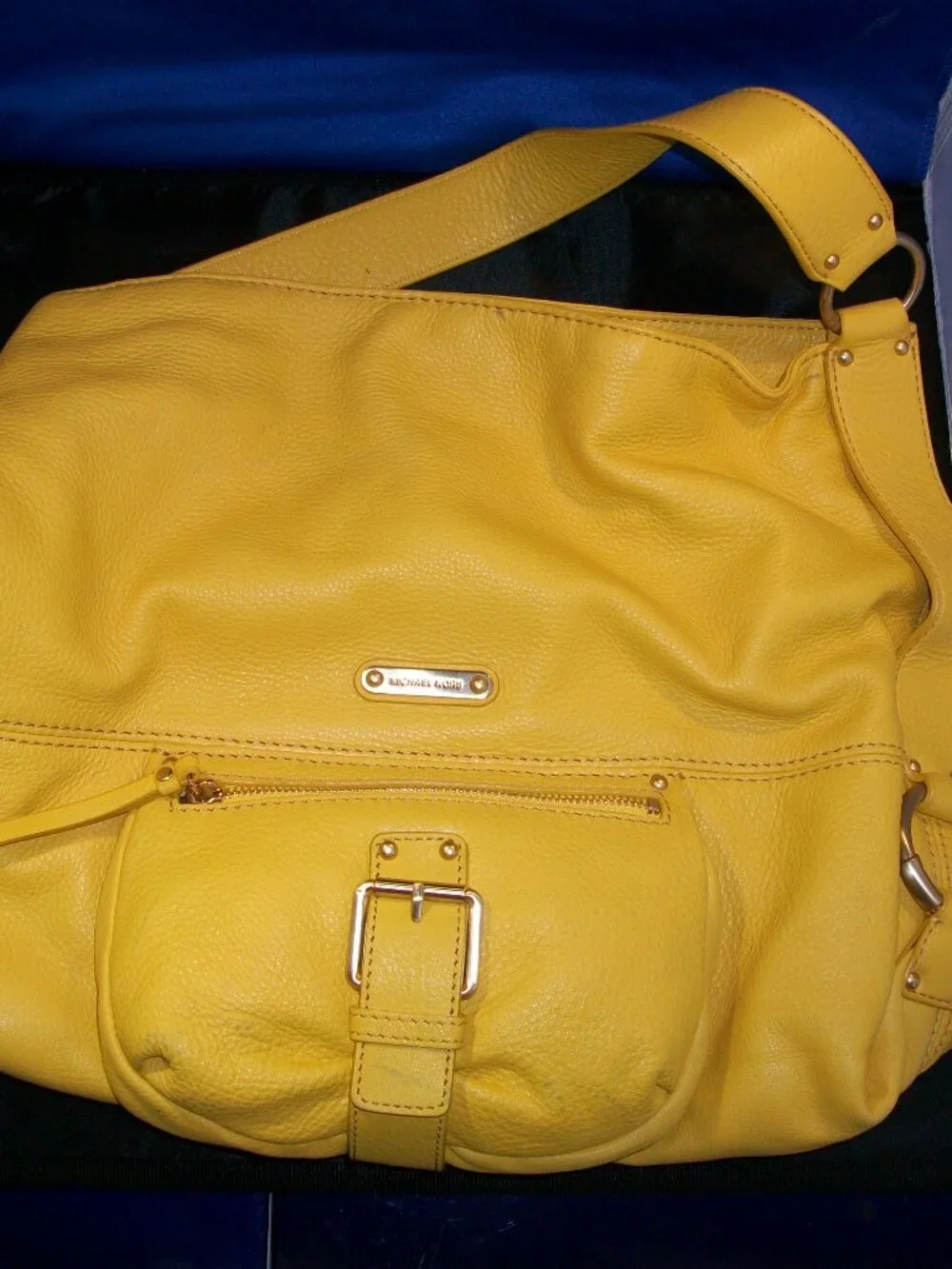 Michael Kors Bright Yellow Pebbled Leather Slouchy Hobo Shoulder Bag