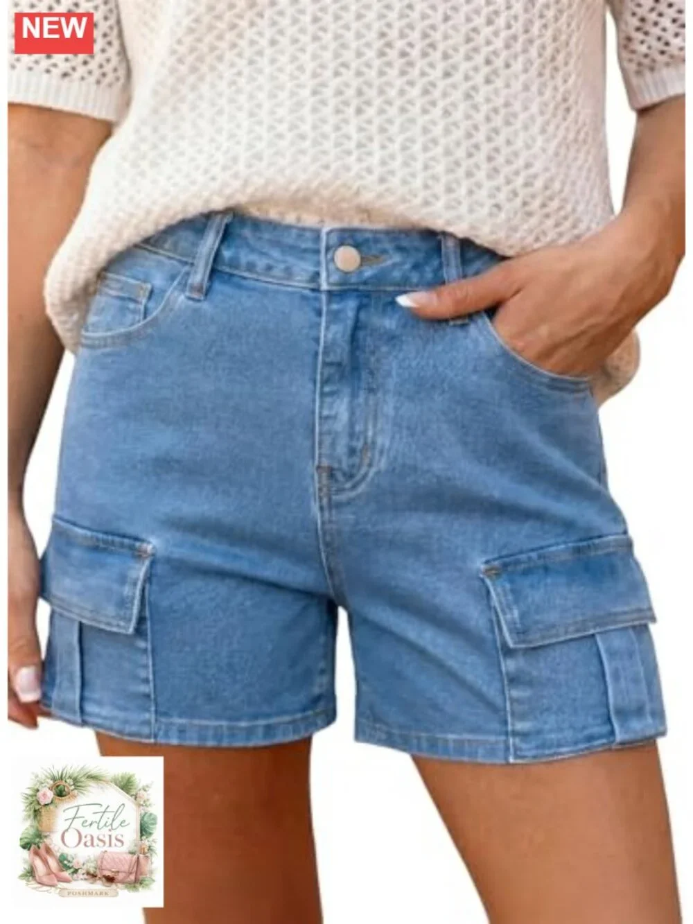 Women's High Waisted Stretchy Jean Shorts Denim with Pockets