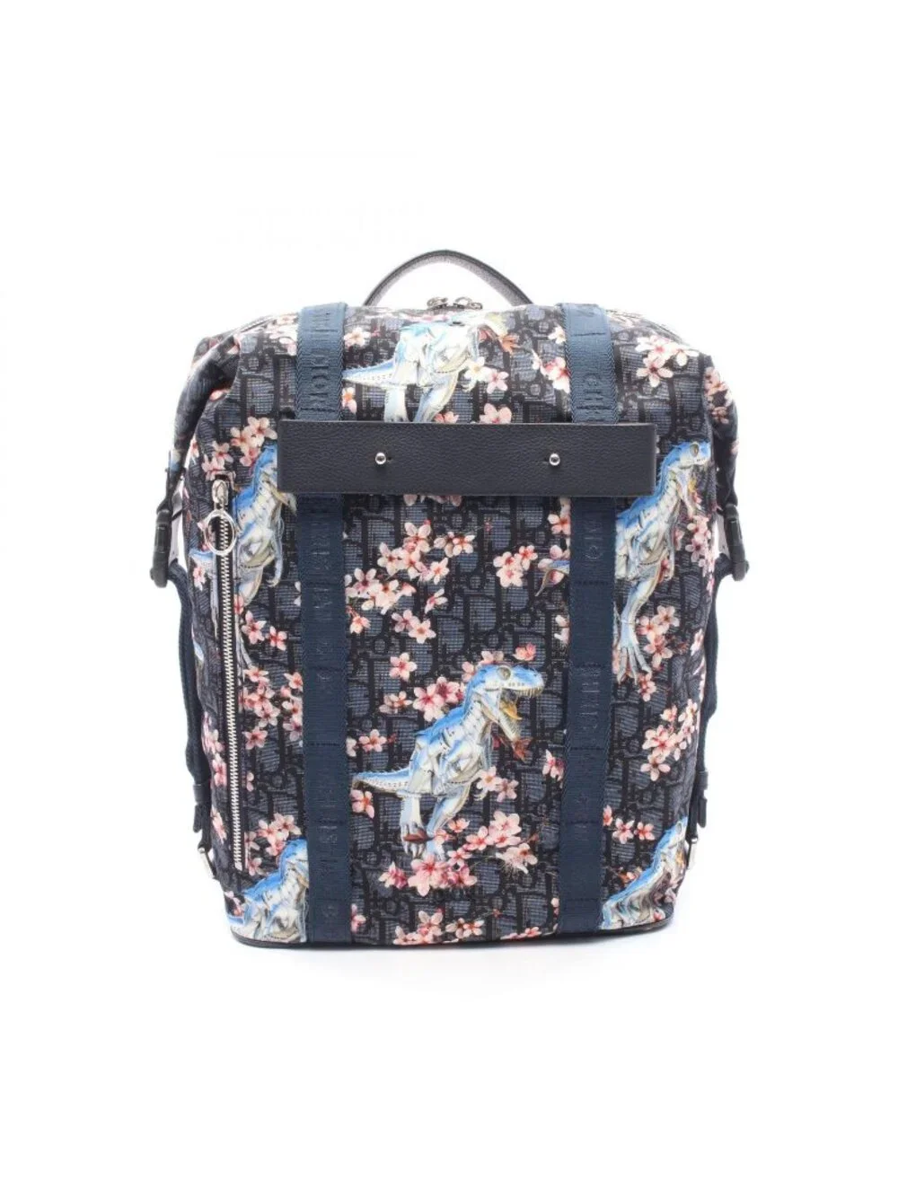 Dior Backpack Hajime Sorayama Dinosaur Robo Oblique Navy Multi Nylon Leather