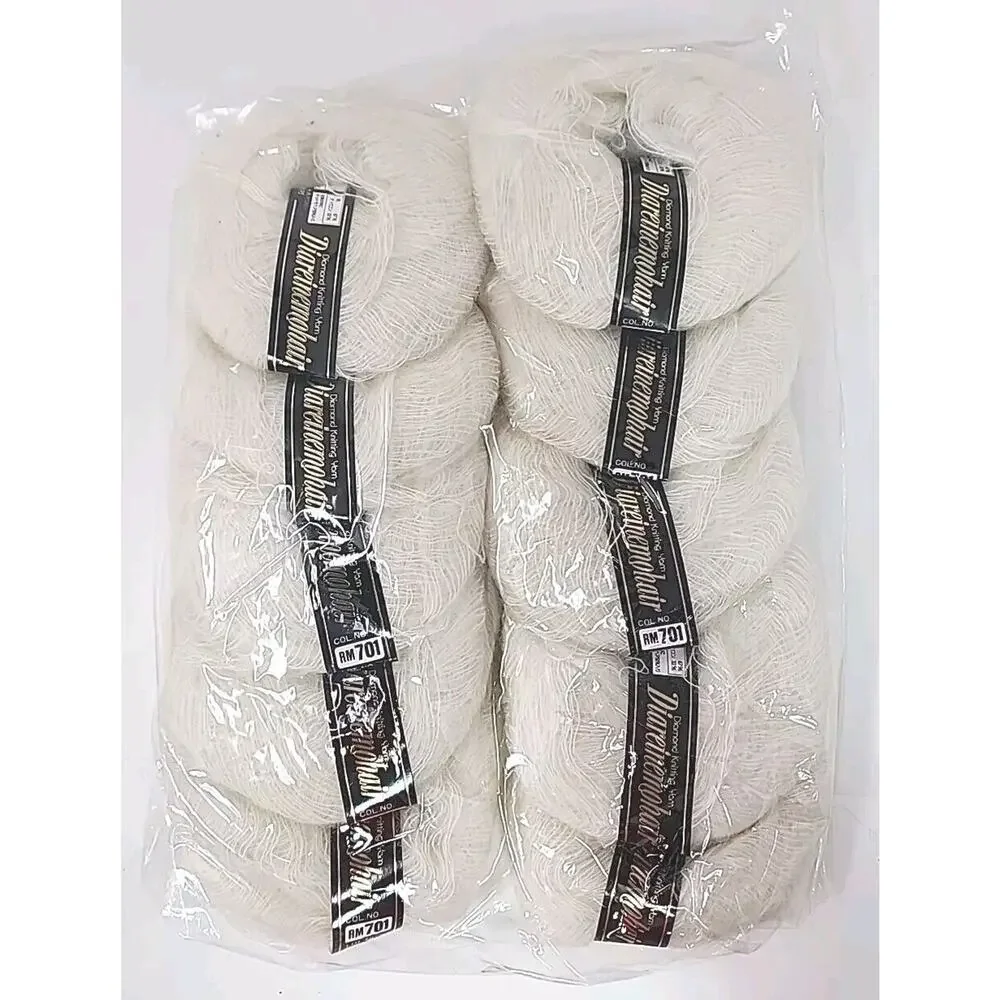 Diacharelle Diamond Knitting Yarn Mohair‎ Wool Color RM 701 White Lot of 10 U325