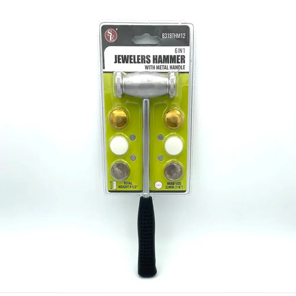 6 in 1 Jewelers Hammer with Metal Handle & 6 Interchangeable Heads by Sona E New