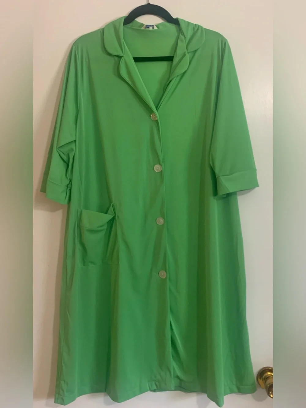 Vintage 60s/70s Sears “Jamarettes” Green Nylon Robe Housecoat Cottagecore