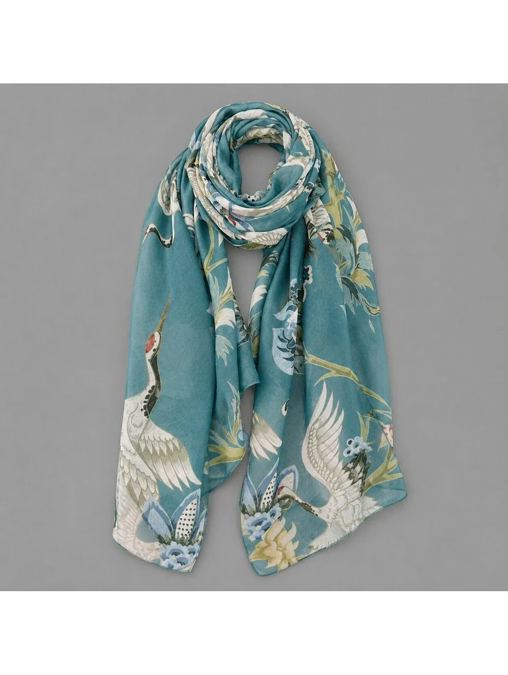 JC071150 Teal-Multi Crane Scarf