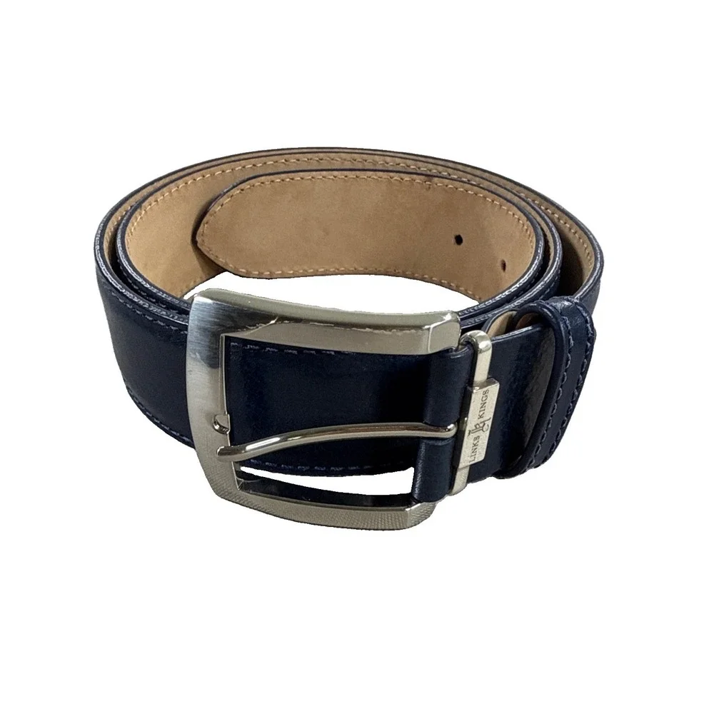 Links & Kings Belt Men's 36 Navy Blue Italian Leather Golf Made USA 1.5