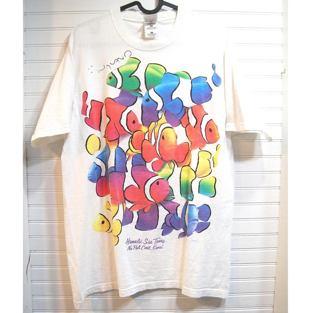 Vintage Kauai Clown Fish t-shirt Medium Hawaii Artist Autographed Robert Wyland‎