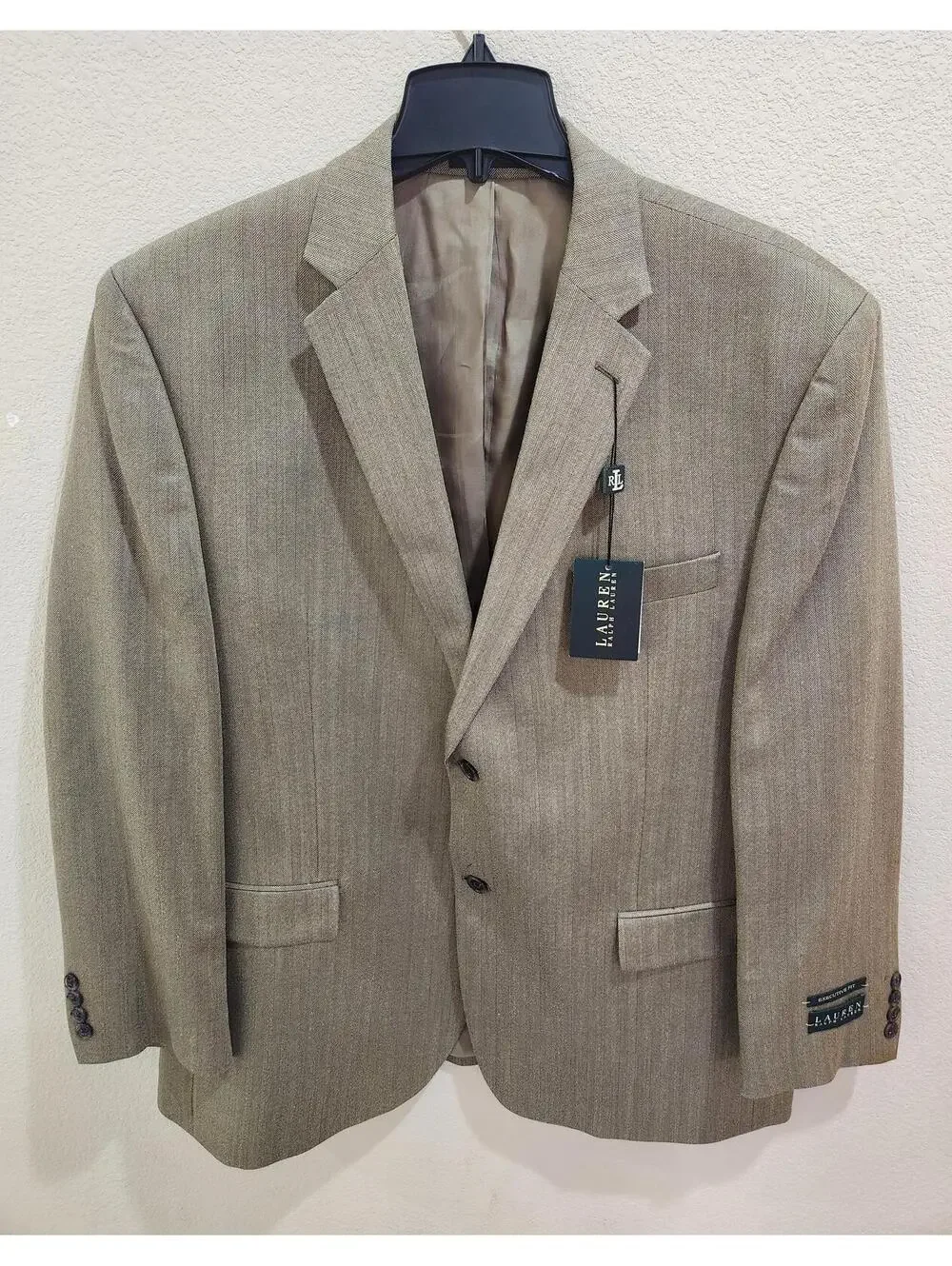 Lauren Ralph Lauren Blazer Coat Men's 44R Silk & Wool Tan Bone NWT $500 Retail