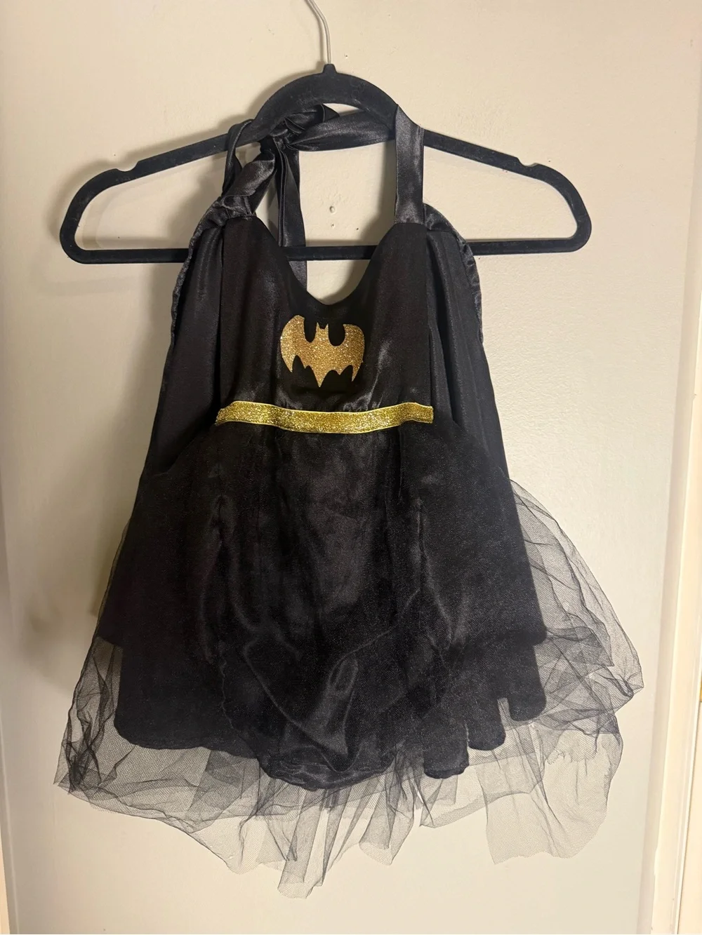 Belle Threads Batgirl Costume Dress 3T Black Gold Tulle Cape Halloween