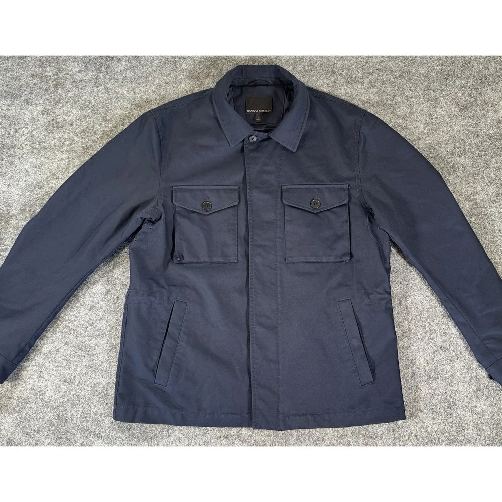 Banana Republic Men's Large Navy Blue Utility Field Jacket Cotton Nylon Lined