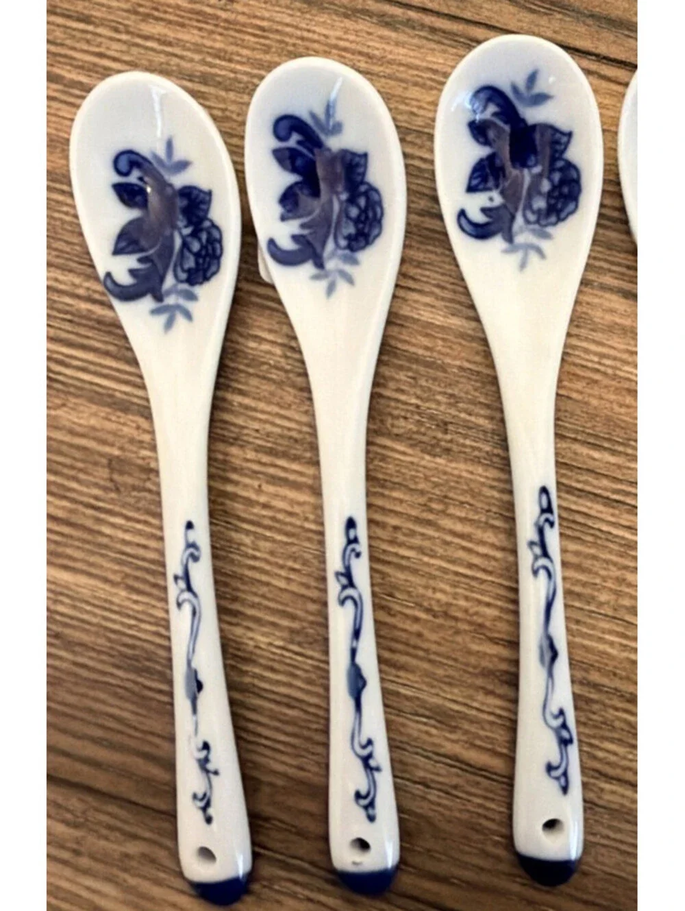 Cracker Barrel Blue White Ceramic Spoons 5