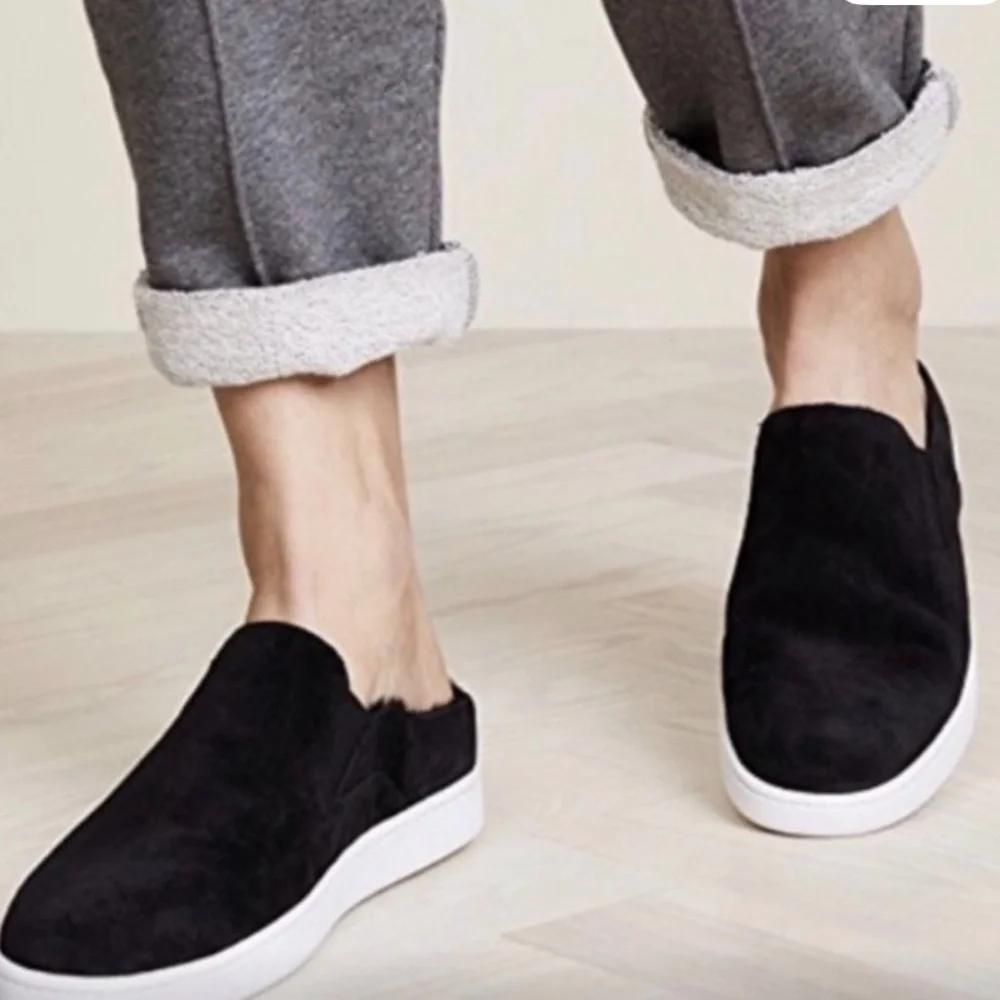 Vince Blair Sneaker Mule Black Suede Slip-On Shoes