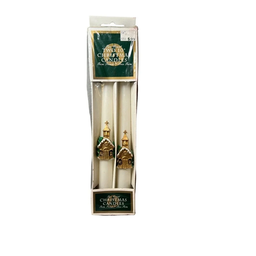 Vintage 1994 White Gold Church‎ Christmas Candles 10
