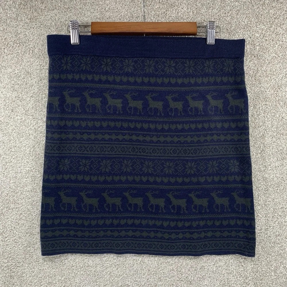 New VTG Y2K G21 Sweater Mini Skirt XL Christmas Fair Aisle Deer Cottage Core‎