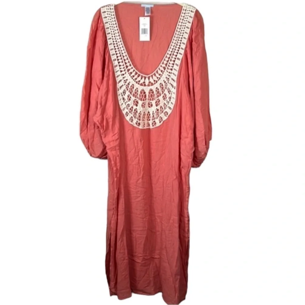 Eberjey Summer Of Love Indra Crochet Swim Cover Up Maxi Dress Size S/M