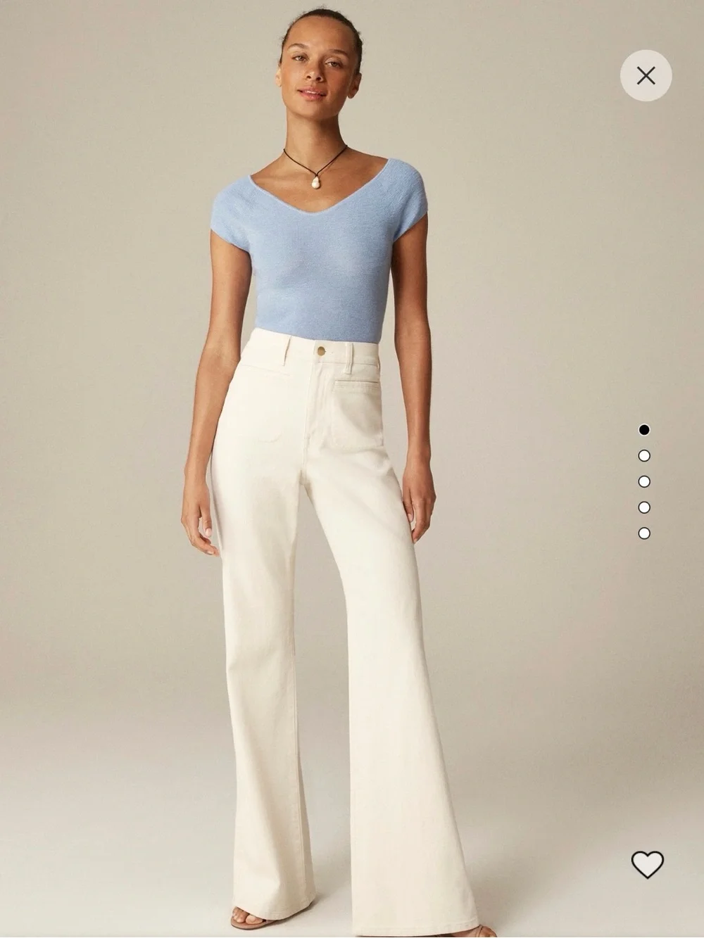 J. Crew Off-White High-Rise Wide-Leg Jeans