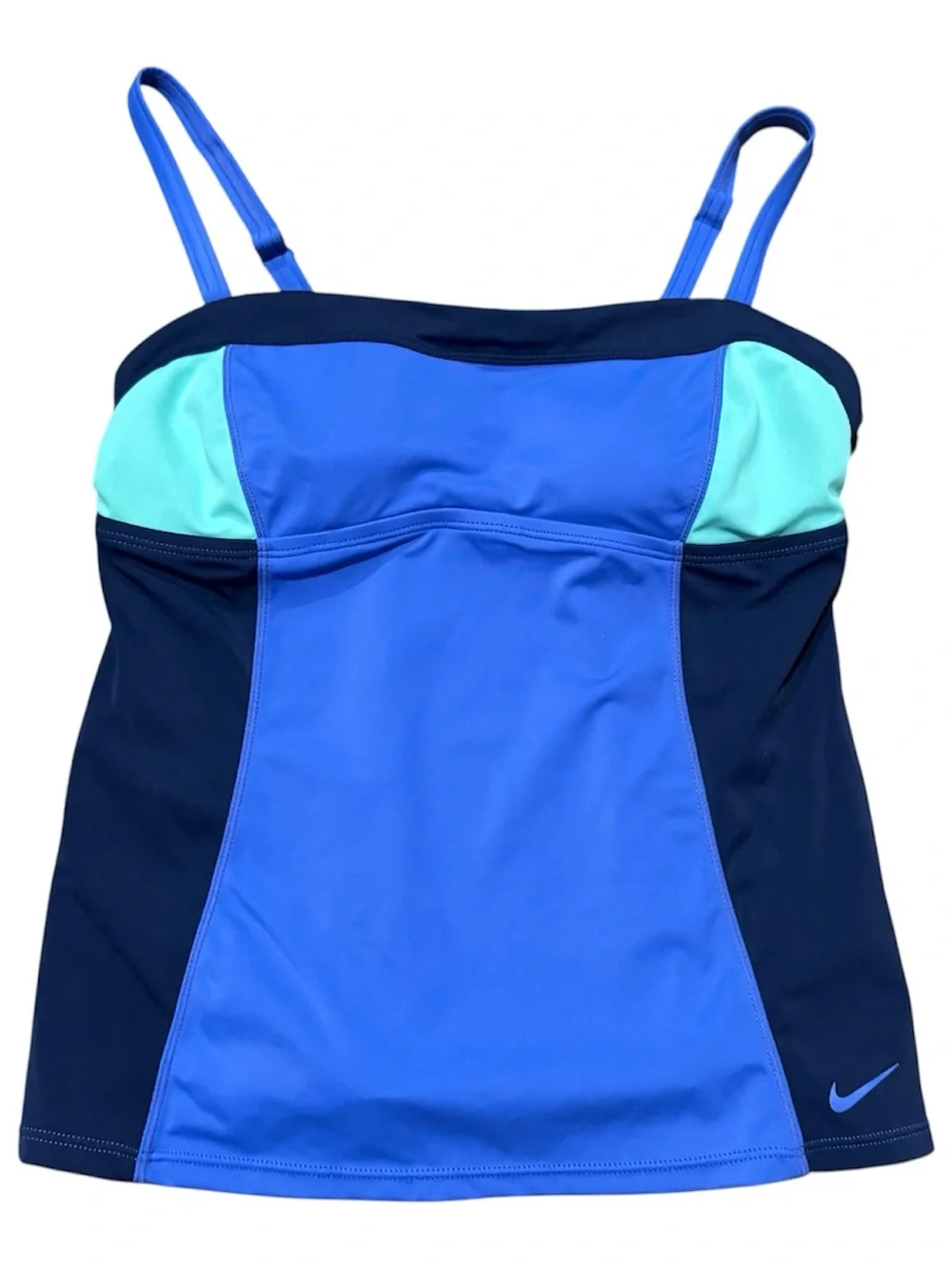 Nike Blue Color Block Surge Tankini Top Swimwear Women's Size Medium