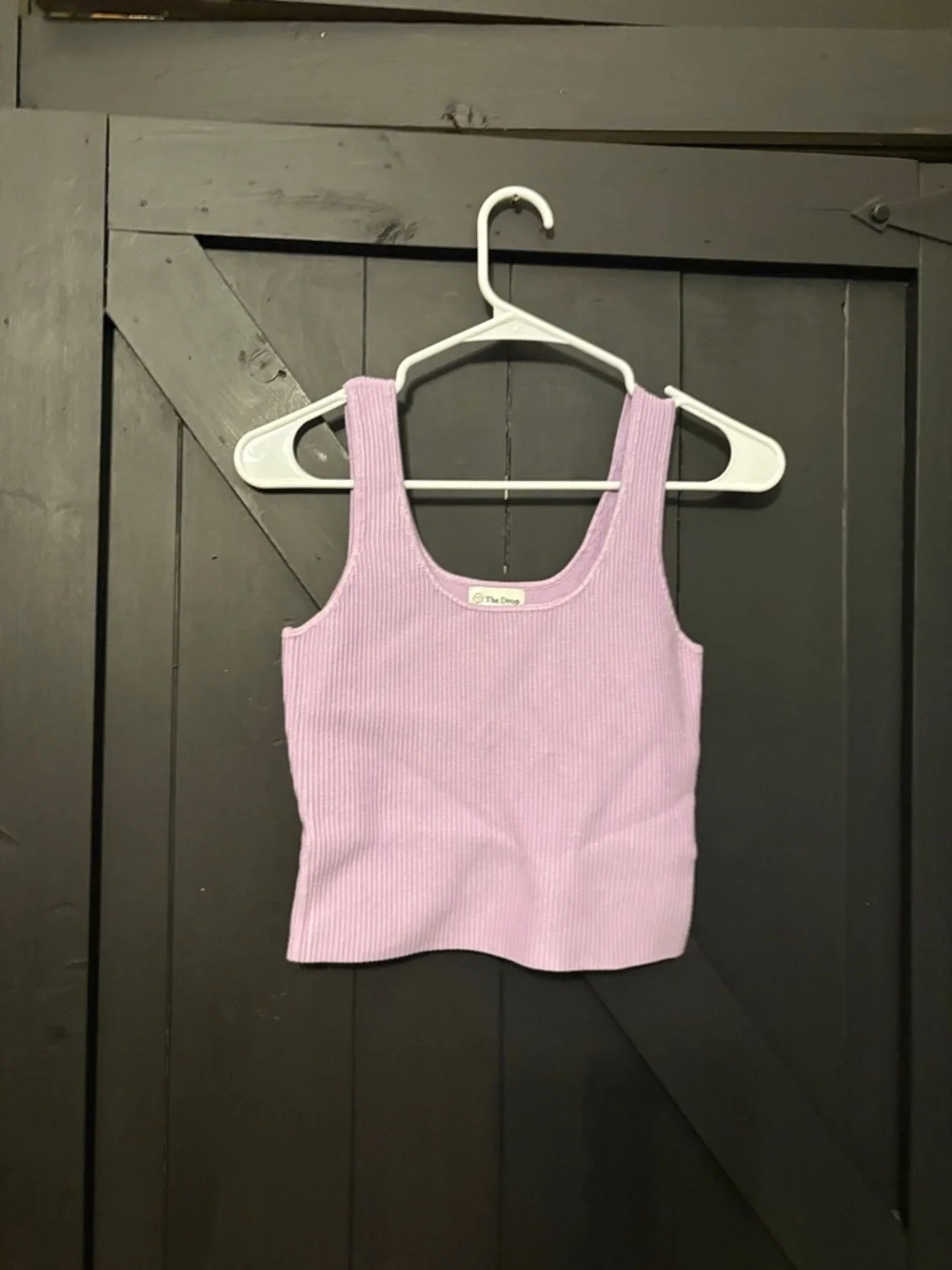 Lilac Ribbed Tank Top - Cropped Scoop Neck
