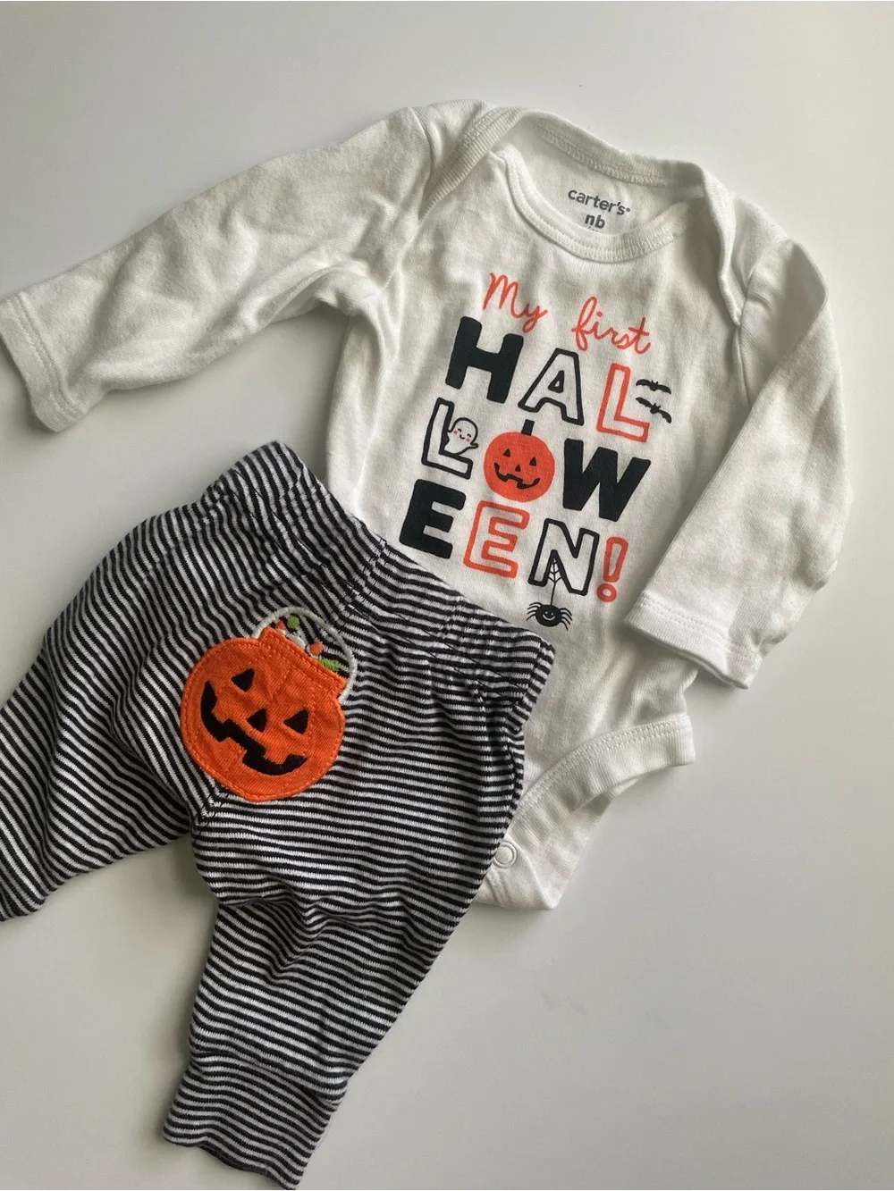 Carter's Baby 'My First Halloween' Bodysuit & Striped Pumpkin Butt Pants