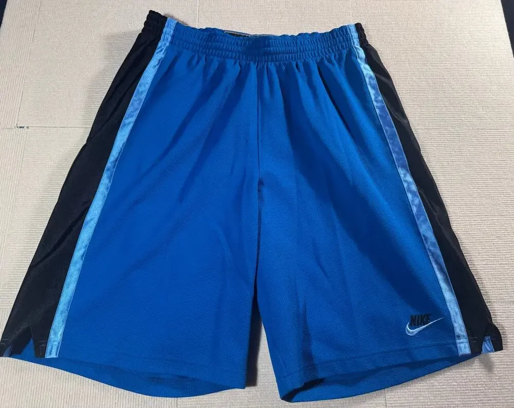 Nike Basketball Shorts Men's XL Blue Stripe Mesh Drawstring Athletic