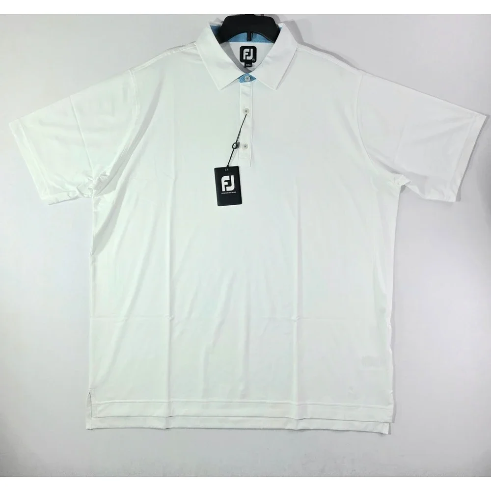 Foot Joy Mens Short-sleeve Golf Polo Shirt 2XL White Polyester NWT