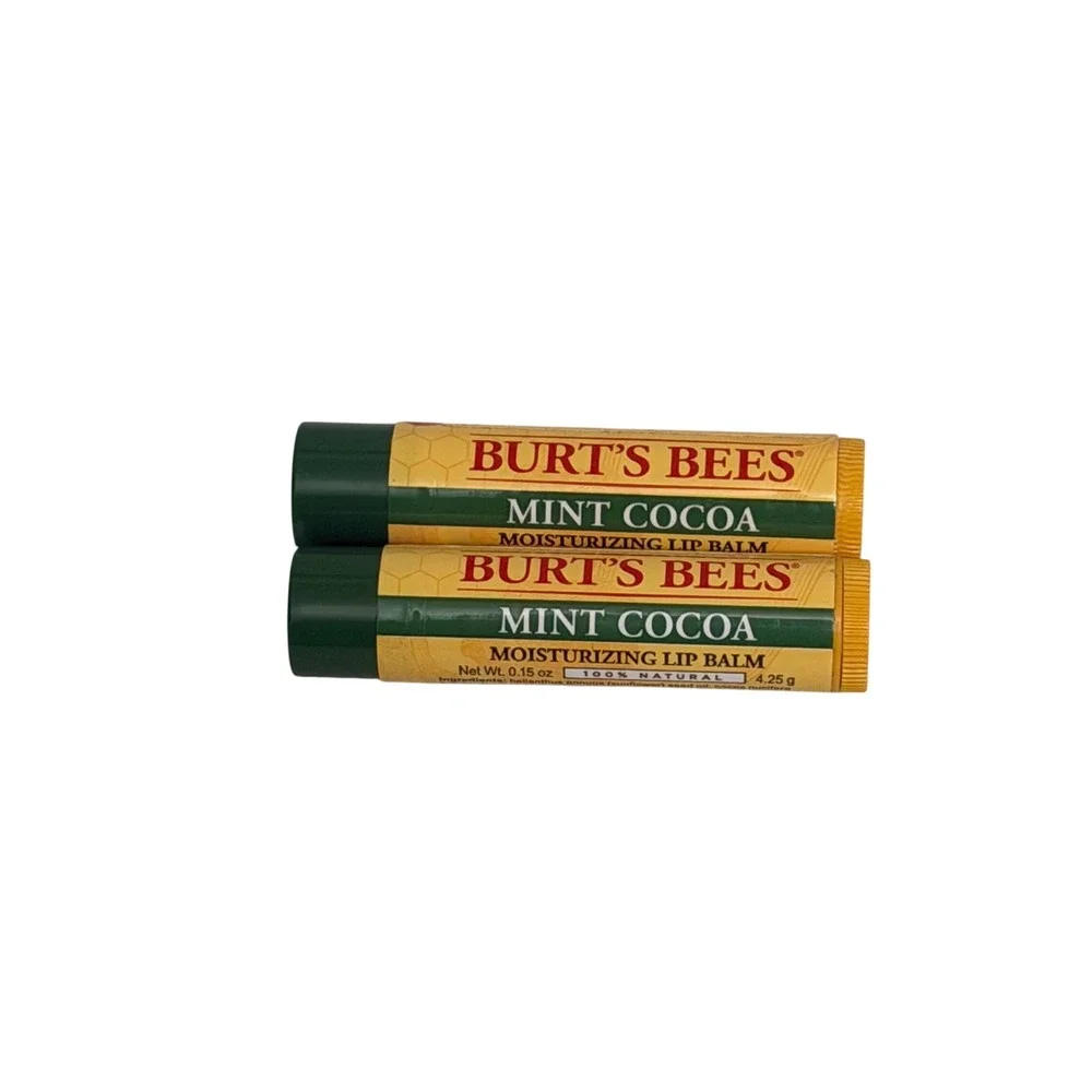 Burts‎ Bees Mint Cocoa Moisturizing Lip Balm 2 Pack Discontinued 100% Natural