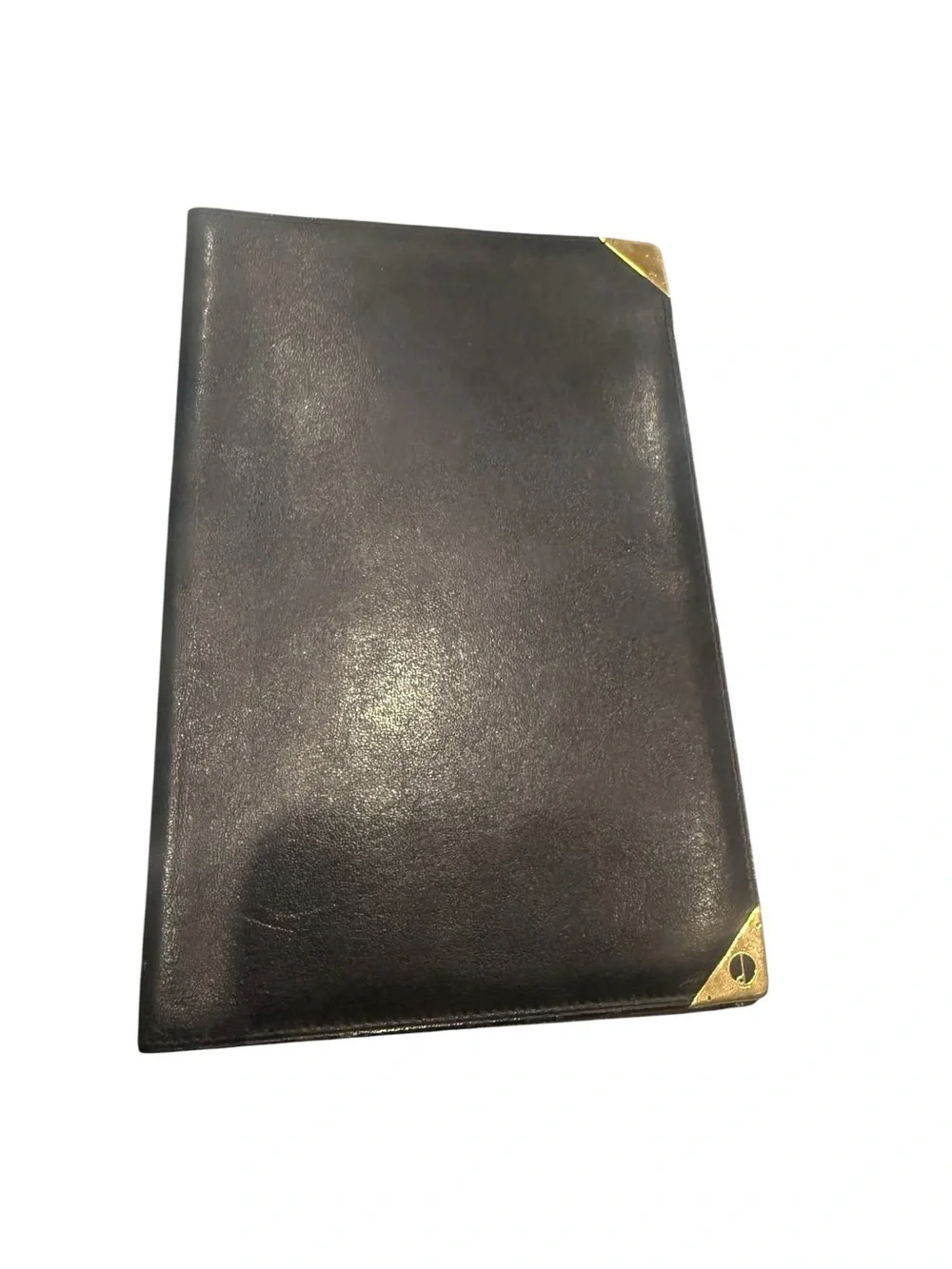 Vintage Dunhill Men's Black Leather Document Holder with Gold Corner Accents