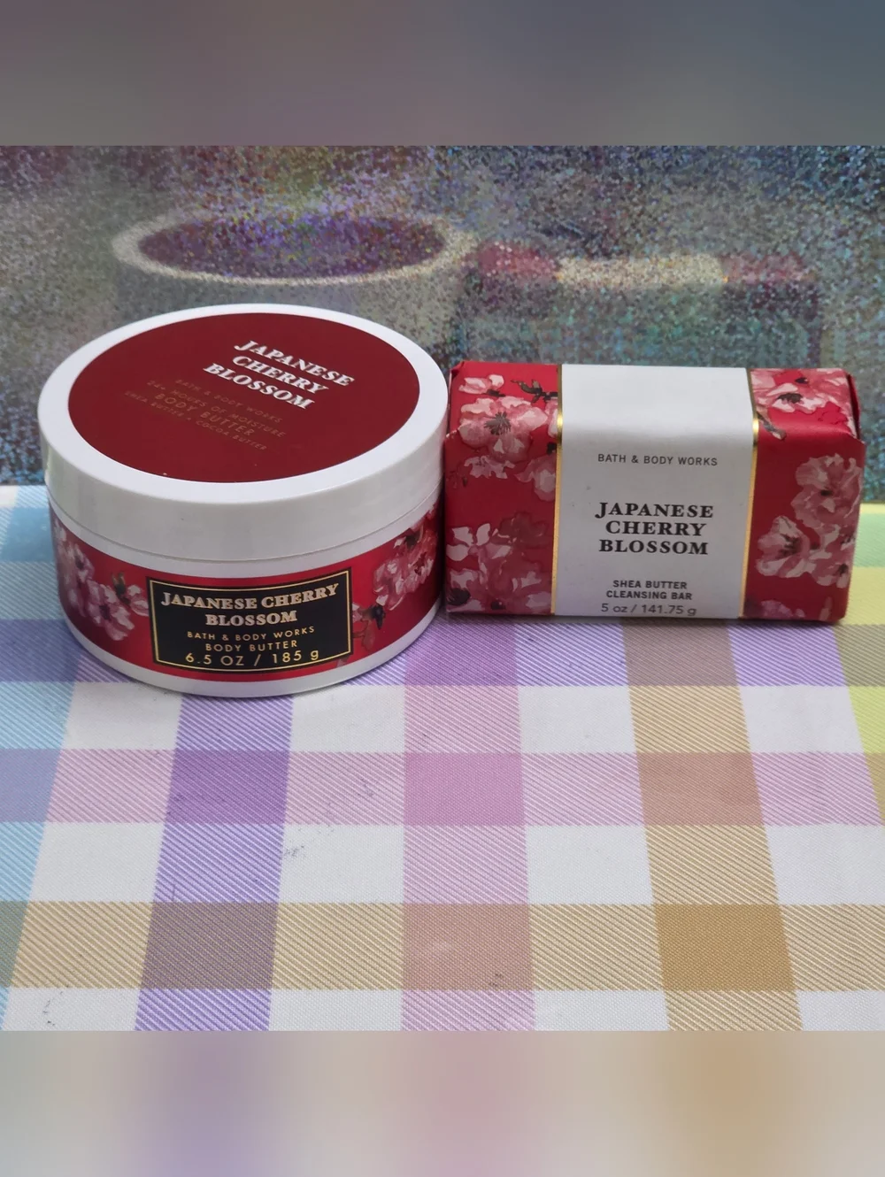 Bath & Body Works Japanese Cherry Blossom Body Butter & Cleansing Bar Soap Set