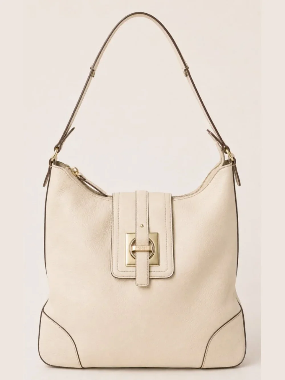 Kate Spade Gold Coast Stevie Hobo Ivory Cream Pebbled Leather Shoulder Bag