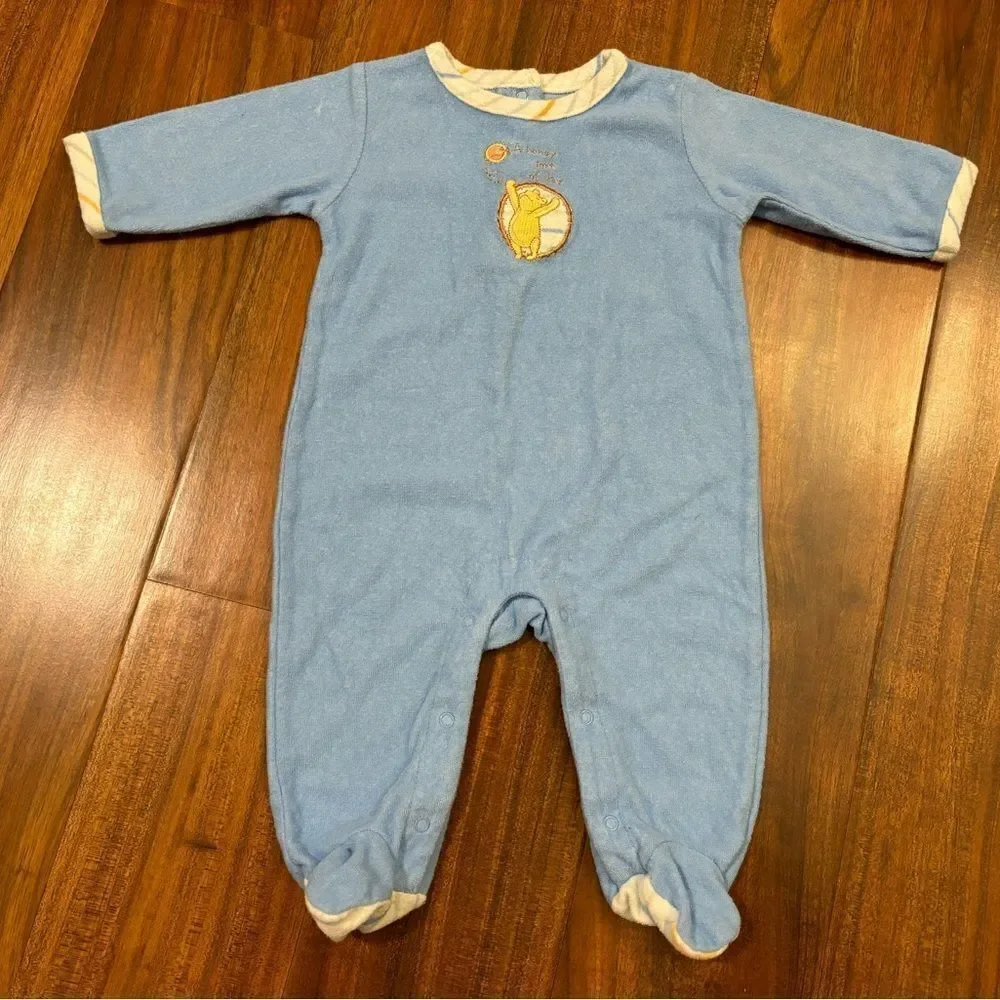 Classic Pooh Winnie the Pooh Disney Vintage blue footed pajamas
