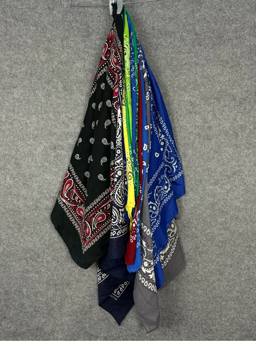 13 Pc Paisley Bandana Lot Multicolor Cotton 20” 27”