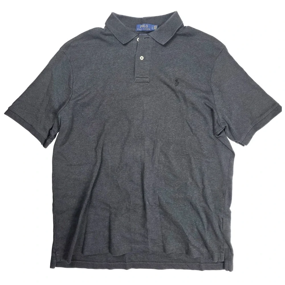 Polo Ralph Lauren Classic Fit Gray Cotton Short Sleeve Polo Shirt Mens Large‎