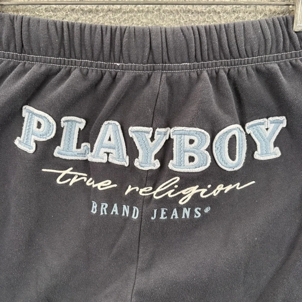 True Religion Playboy Pants  Mens Medium Gray Jogger Sweatpants Bunny Stitched