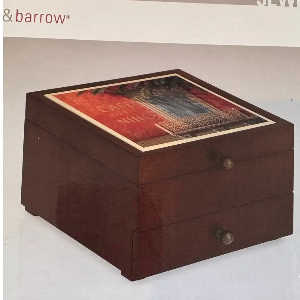 New in Box Vtg Croft & Barrow Cafe Chez Nino Jewelry Box 8.5