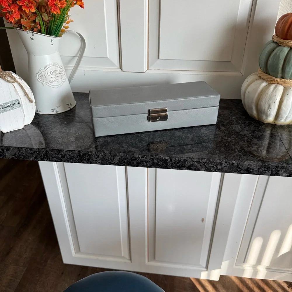 WOLF Gray Jewelry Organizer Box with Metal Latch