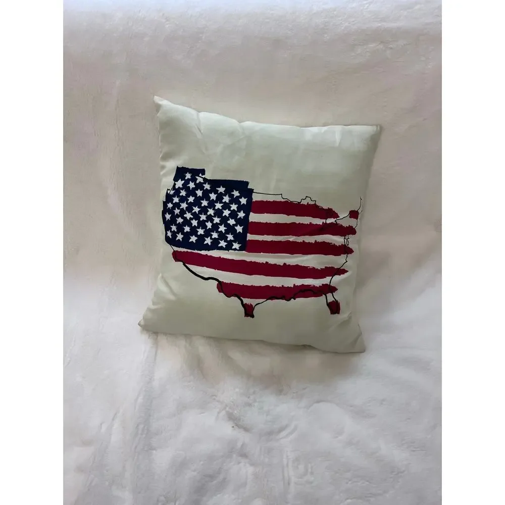 Mainstays Patriotic USA Map Throw Pillow July 4th Decor Multicolor‎