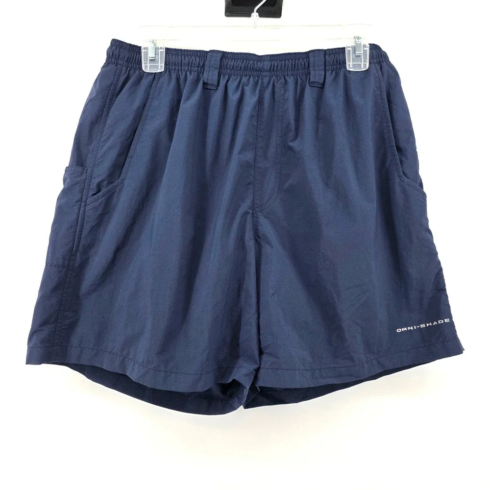 Columbia PFG Backcast III Water Shorts Mens Medium Navy Blue 6 Inseam Omni-Shade