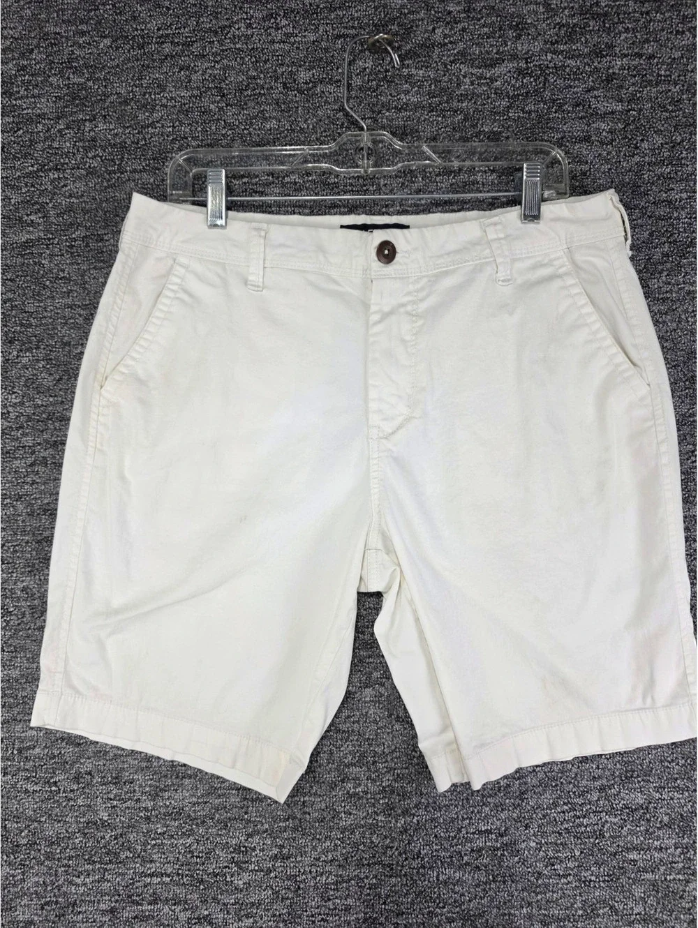 AERO Chino Shorts Men Cotton Stretch Flat Front Solid White Button Pockets