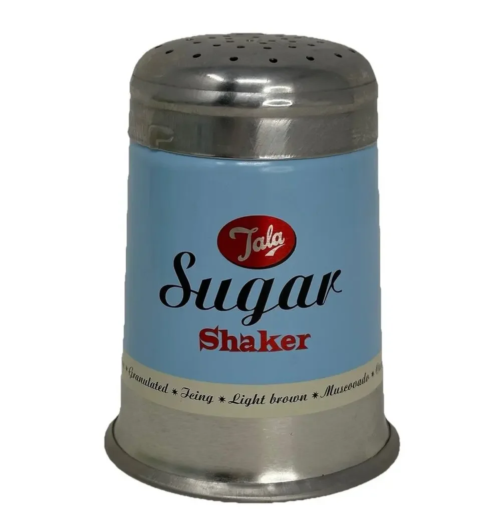 TALA Metal Sugar Shaker. 1960's Retro Design Cakes/Cupcakes/Drinks/Cocoa. BLUE
