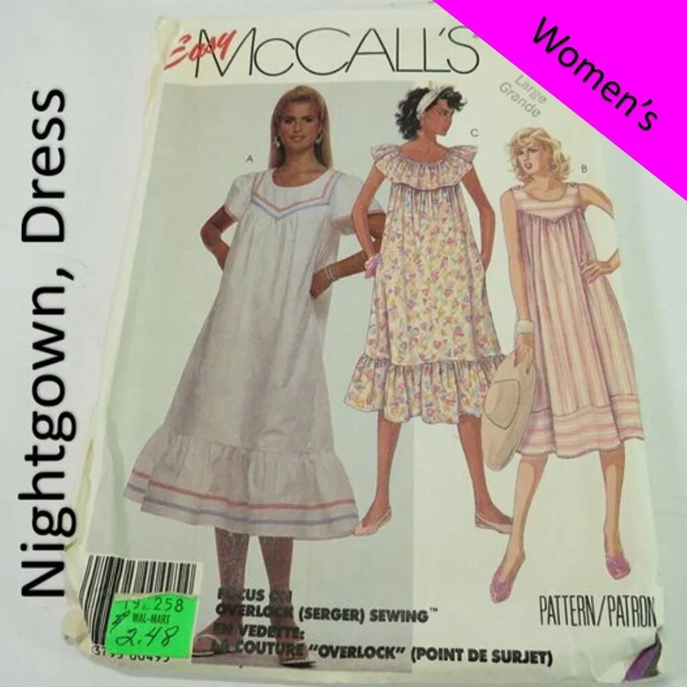 McCall's 3200 sewing patter EASY nightgown, dress (loose fit) short sleeve