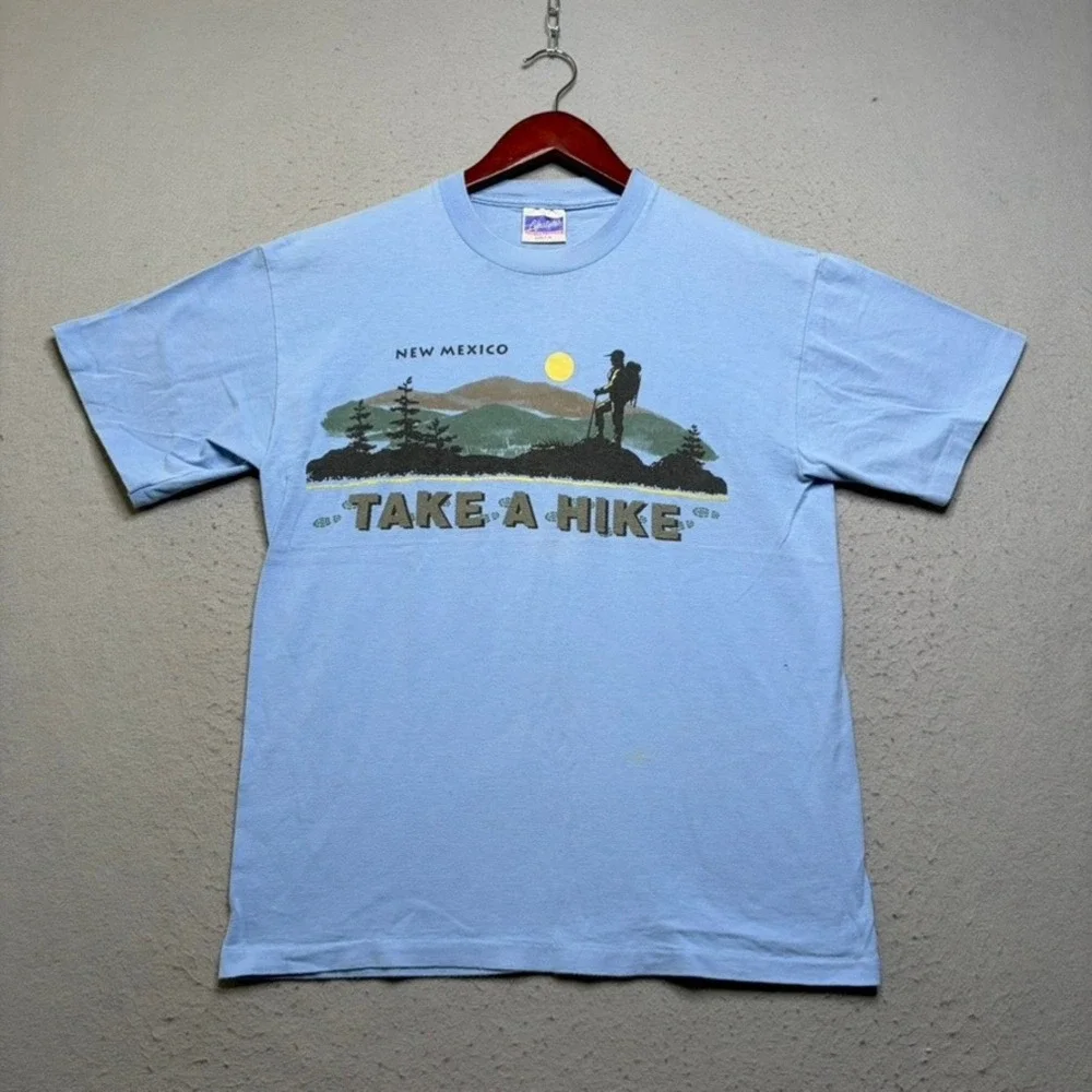 Lifestyles Resort Wear T-Shirt Mens M Blue New Mexico Take A Hike Vintage 90s