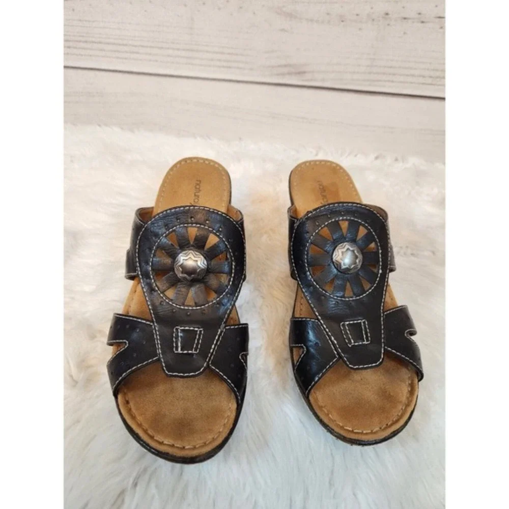 Natural Soul Women's Dark‎ Brown Leather Sandals Size 10