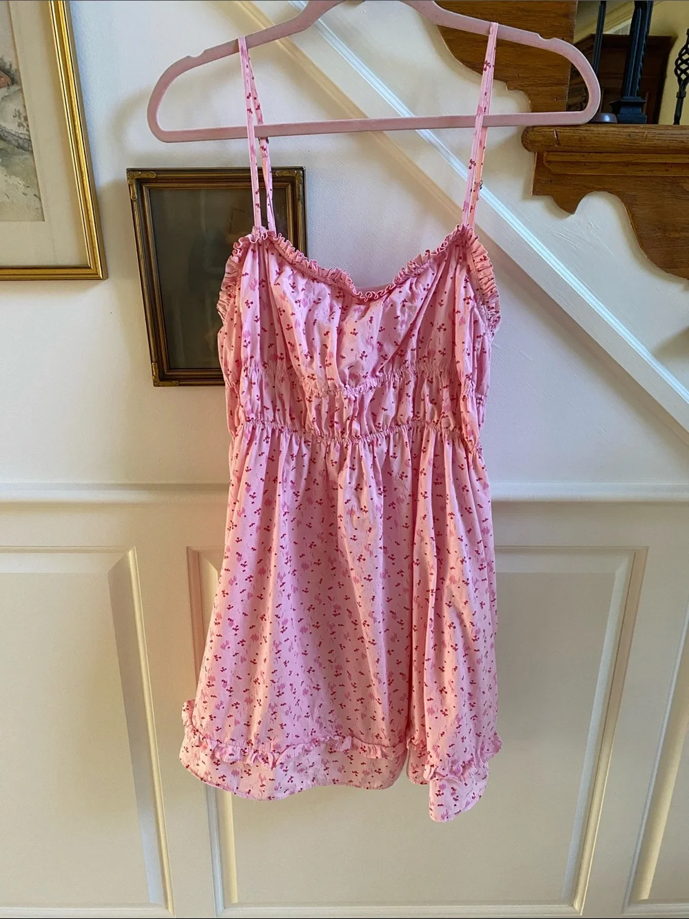 FREE PEOPLE Gabby Pink & Red Cherry Mini Dress
