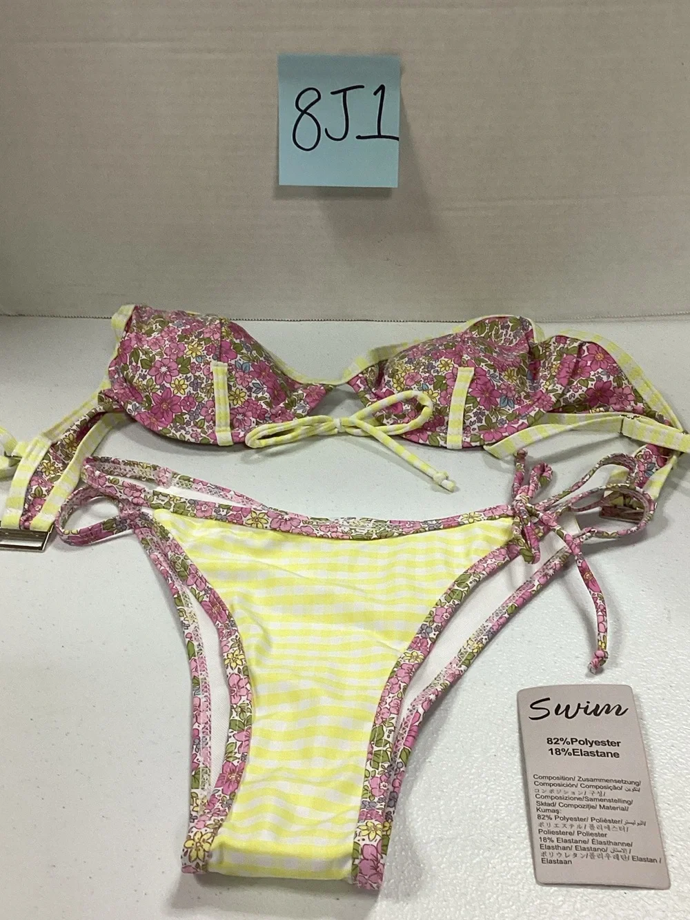 Women’s Floral Pink & Yellow Tie-Side Bikini