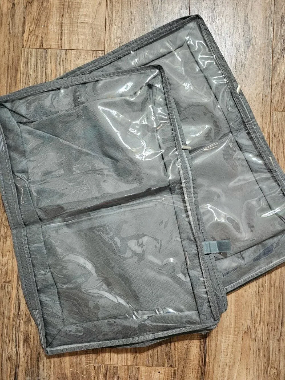 Set of 2 Gray Clear Top Storage Bags 24x15x5 Closet Under Bed Organizers