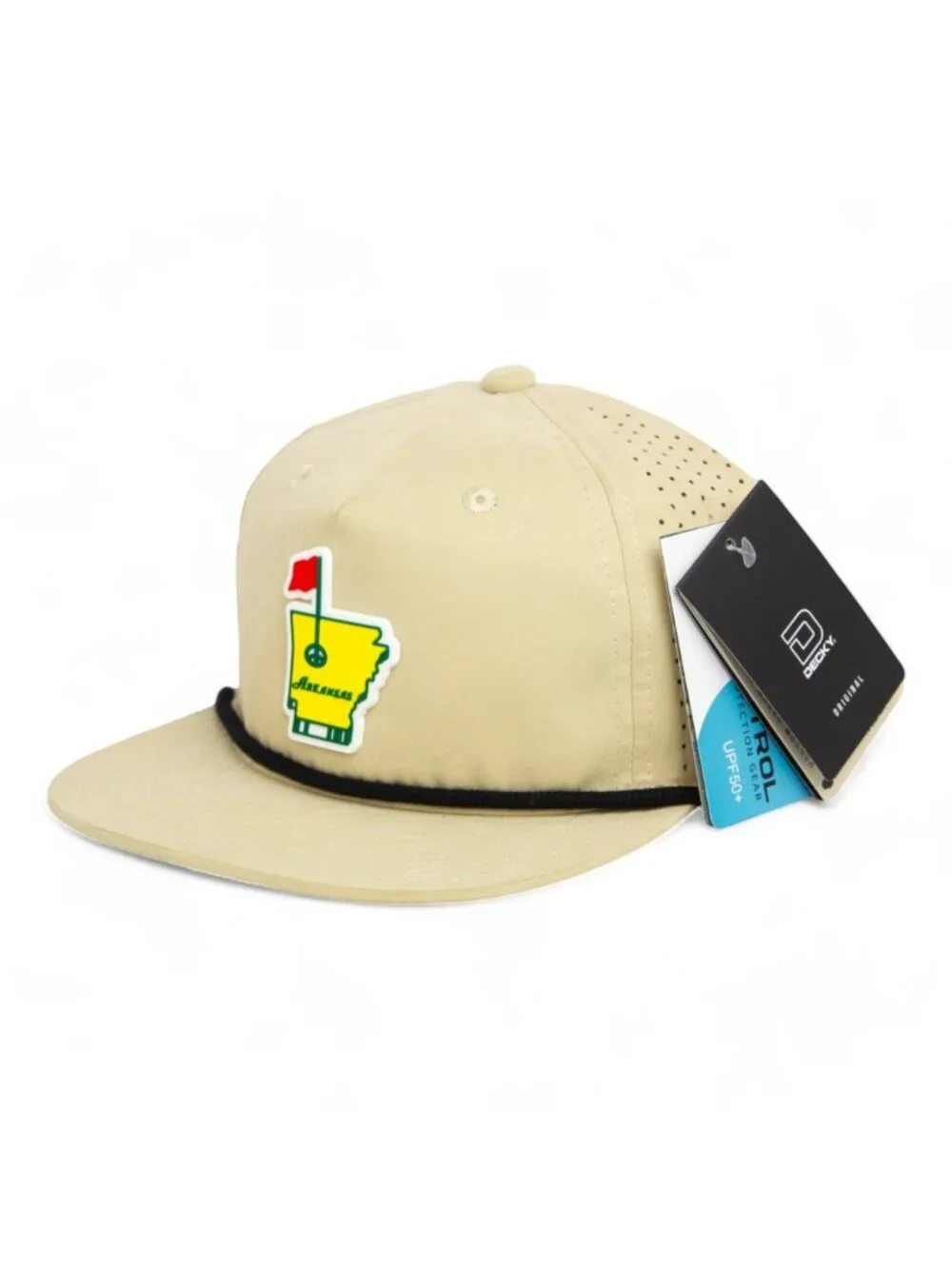 Arkansas Masters Golf 3D Perforated Rope Hat- Birch/ Black