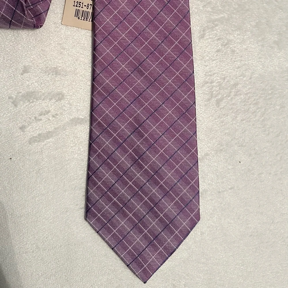Vintage Guy Laroche Purple Plaid 100% Silk Men’s Neck Tie New with Tags Italy