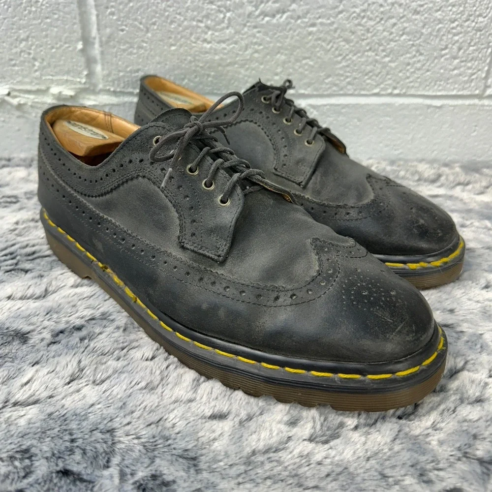 Dr. Martens 3989 Wingtip Brogues Black Leather Made in England Mens UK 12 US 13