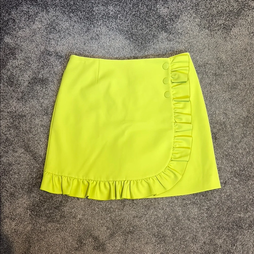 Tory Burch Neon Yellow Ruffle Mini Skirt